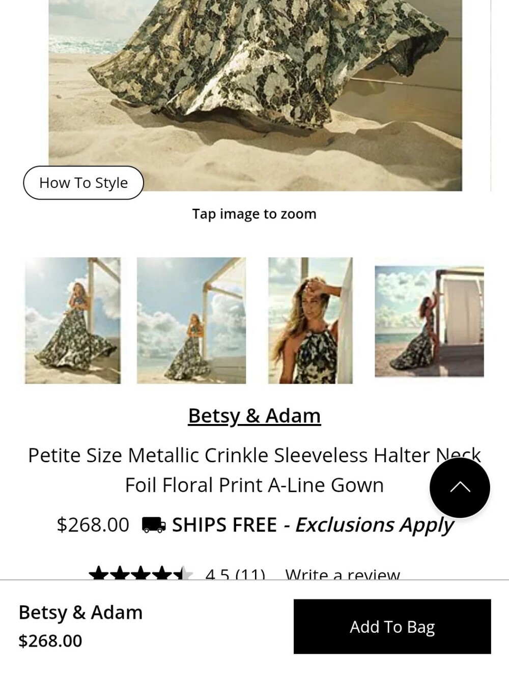 Betsy & Adam Metallic Gold And Emerald Floral Halter A-Line Gown Size 14 NWT - Picture 12 of 12